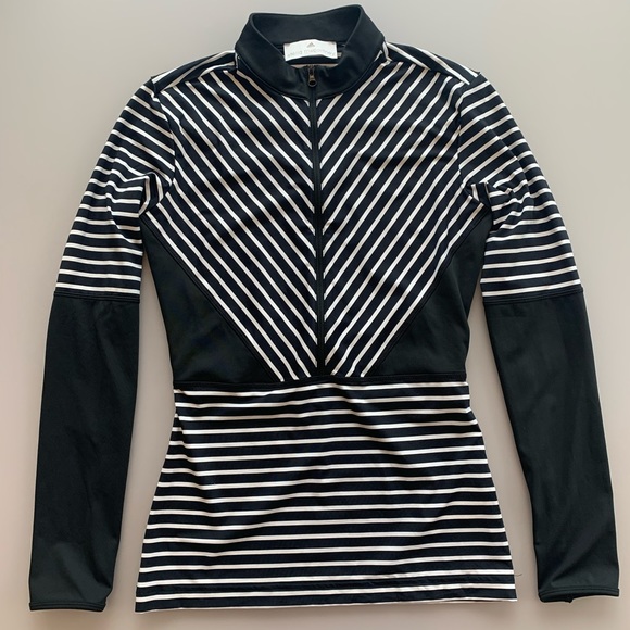 Adidas By Stella McCartney Black/White Stripe Long Sleeve Half Zip Top | XS - Picture 4 of 8